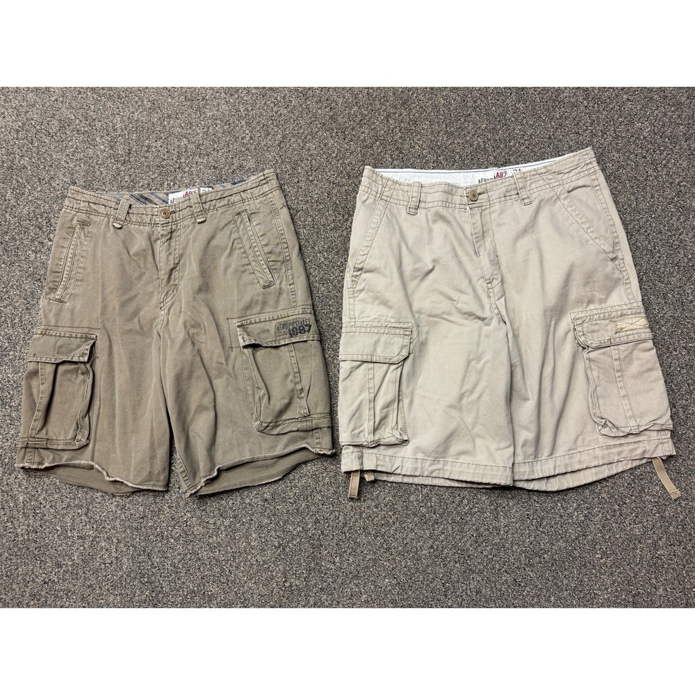 Lot Of 2 Aeropostale Baggy Military Cargo Shorts Size 34 Tactical Y2K Vintage